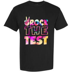 Peace Tie Dye Rock The Test Happy Testing Day Teacher Lover Garment-Dyed Heavyweight T-Shirt