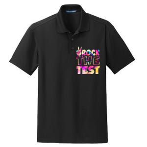 Peace Tie Dye Rock The Test Happy Testing Day Teacher Lover Dry Zone Grid Polo