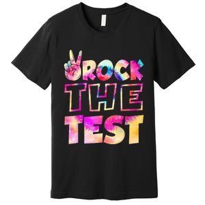 Peace Tie Dye Rock The Test Happy Testing Day Teacher Lover Premium T-Shirt