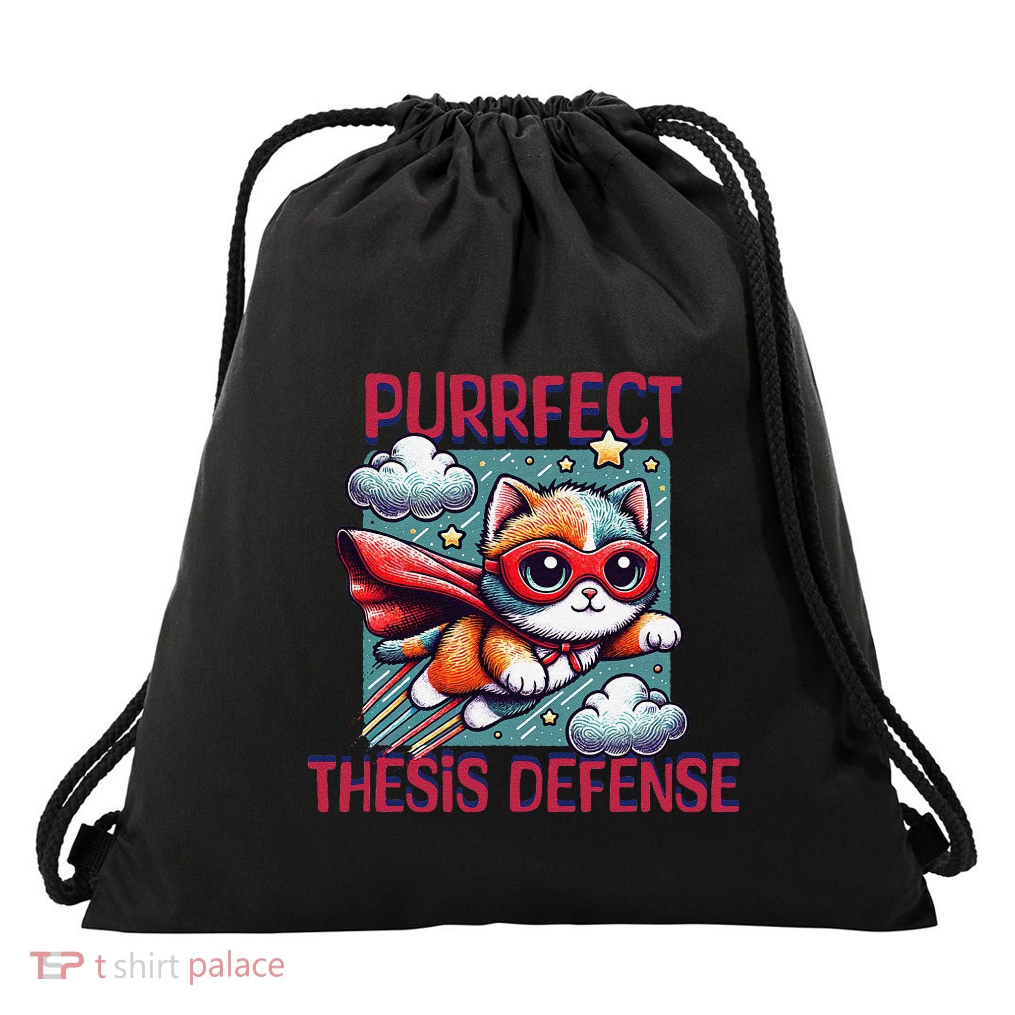 Purrfect Thesis Defense Thesis Defense Cat Lover Phd Drawstring Bag