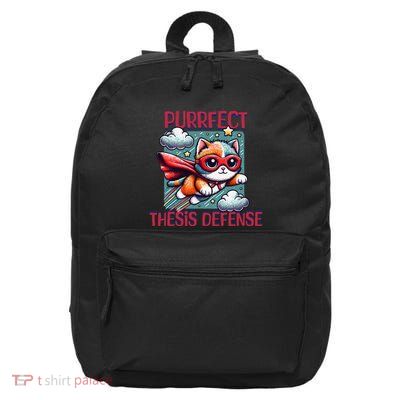 Purrfect Thesis Defense Thesis Defense Cat Lover Phd 16 in Basic Backpack