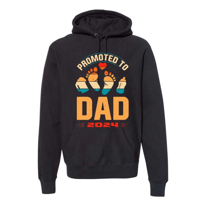 Promoted To Daddy 2024 Vintage Soon To Be New Dad Father Day Premium Hoodie