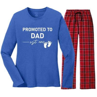 Promoted To Dad Est 2023 New Daddy To Be FatherS Day Cool Gift Women's Long Sleeve Flannel Pajama Set 