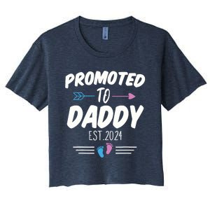 Promoted To Daddy Est 2024 Soon To Be Daddy First Time Daddy Women's Crop Top Tee