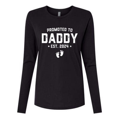 Promoted To Daddy Est. 2024 Baby Gift For New Daddy Womens Cotton Relaxed Long Sleeve T-Shirt