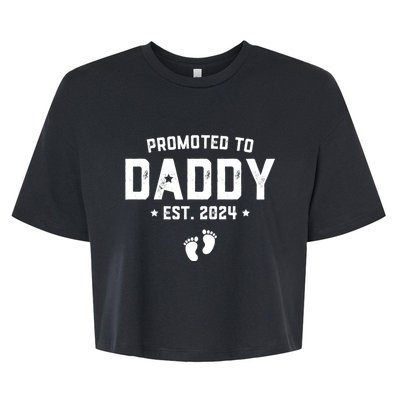 Promoted To Daddy Est. 2024 Baby Gift For New Daddy Bella+Canvas Jersey Crop Tee