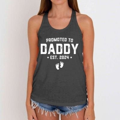 Promoted To Daddy Est. 2024 Baby Gift For New Daddy Women's Knotted Racerback Tank