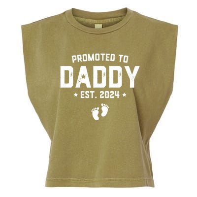 Promoted To Daddy Est. 2024 Baby Gift For New Daddy Garment-Dyed Women's Muscle Tee