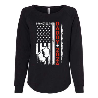 Promoted To Daddy 2024 Us American Flag Pregnancy Annouce Womens California Wash Sweatshirt