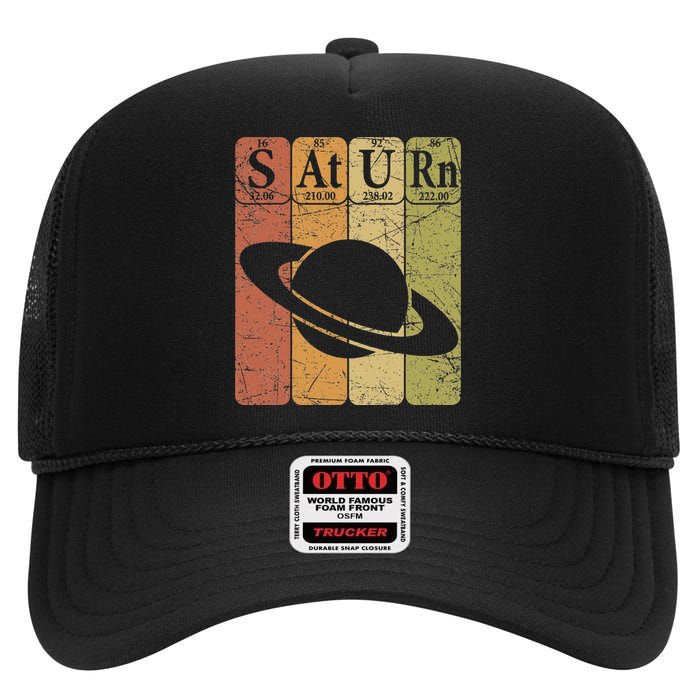 Periodic Table Elements Saturn Planet Space Nerd High Crown Mesh Back Trucker Hat