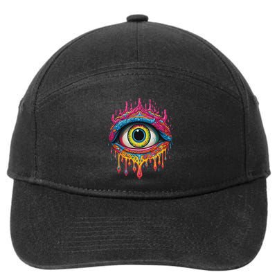 Psychedelic Third Eye Trippy Colorful Hippie Psychonaut 7-Panel Snapback Hat