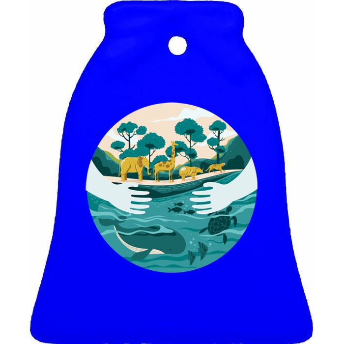 Protect The Environt Save Our Oceans Wildlife Earth Day Meaningful Gift Ceramic Bell Ornament