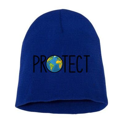 Protect The Earth Earth Day Save Our Planet Cool Gift Short Acrylic Beanie