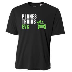 Planes Trains & ECars EV Owner Drive EVs Funny Electric Car Cooling Performance Crew T-Shirt