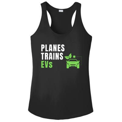 Planes Trains & ECars EV Owner Drive EVs Funny Electric Car Ladies PosiCharge Competitor Racerback Tank