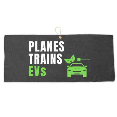 Planes Trains & ECars EV Owner Drive EVs Funny Electric Car Large Microfiber Waffle Golf Towel