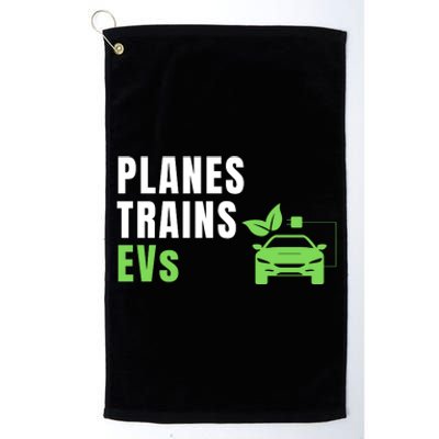 Planes Trains & ECars EV Owner Drive EVs Funny Electric Car Platinum Collection Golf Towel