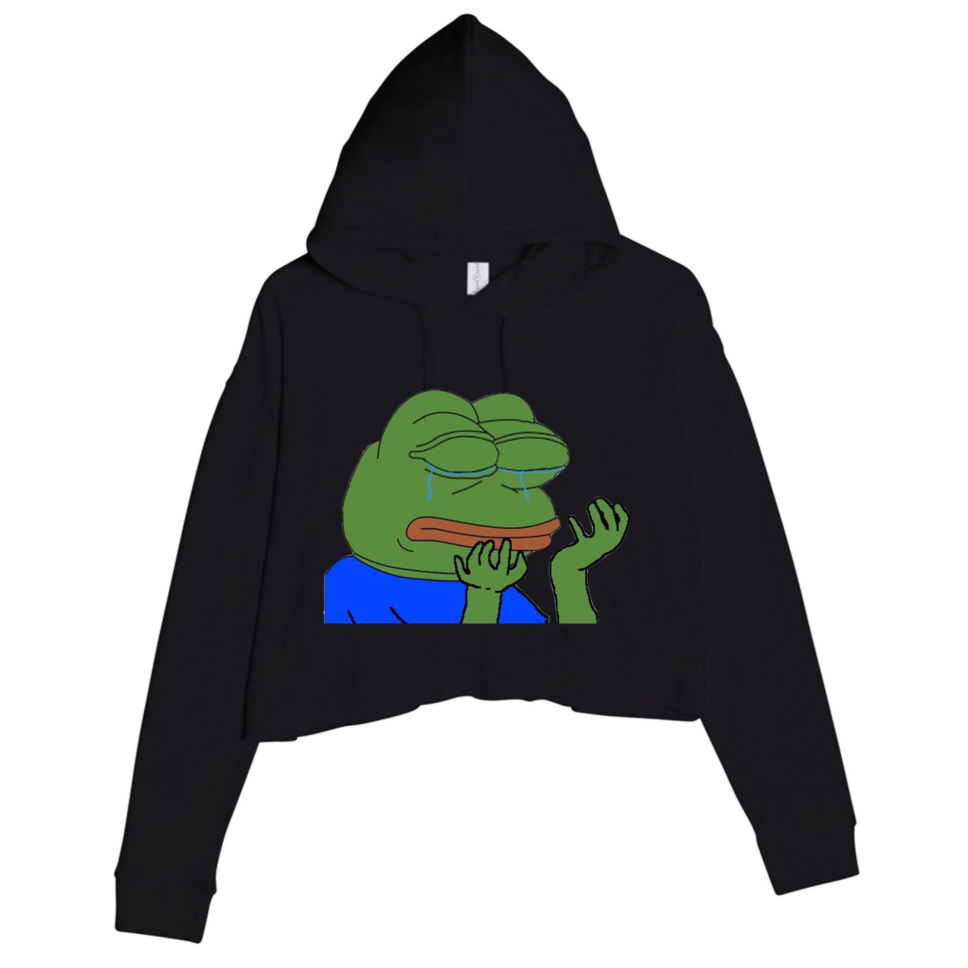 Pepehands Twitch Emote Crop Fleece Hoodie