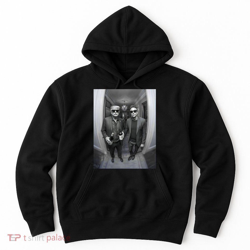 President Trump Elon Musk Funny Meme Knocking On Door Hoodie