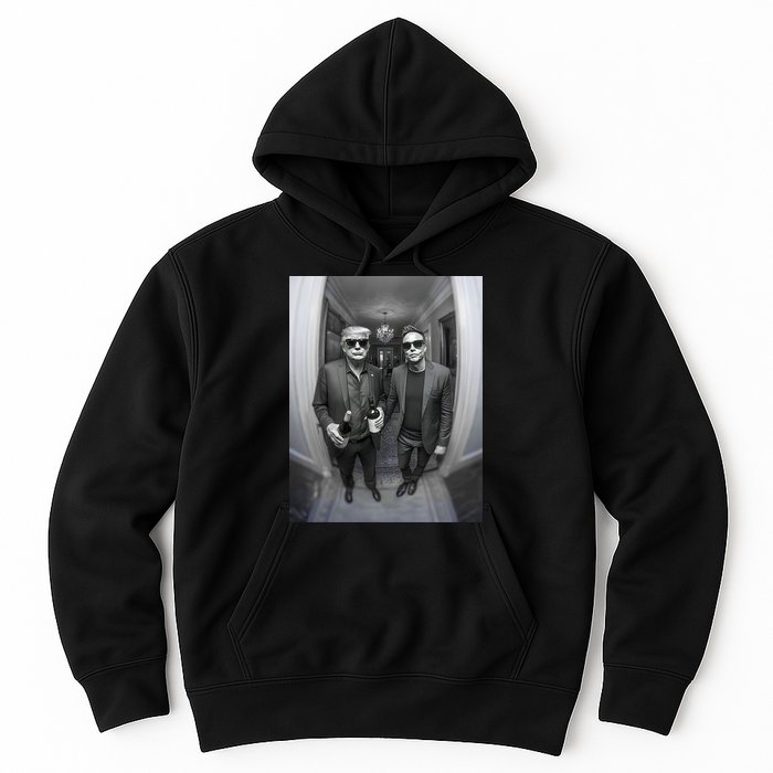 President Trump Elon Musk Funny Meme Knocking On Door Hoodie