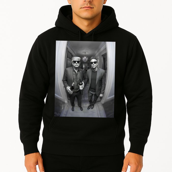 President Trump Elon Musk Funny Meme Knocking On Door Hoodie