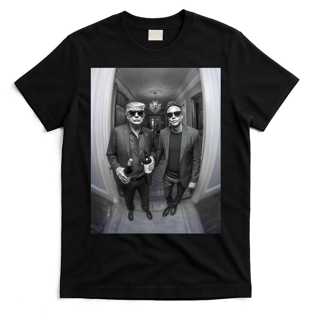 President Trump Elon Musk Funny Meme Knocking On Door T-Shirt