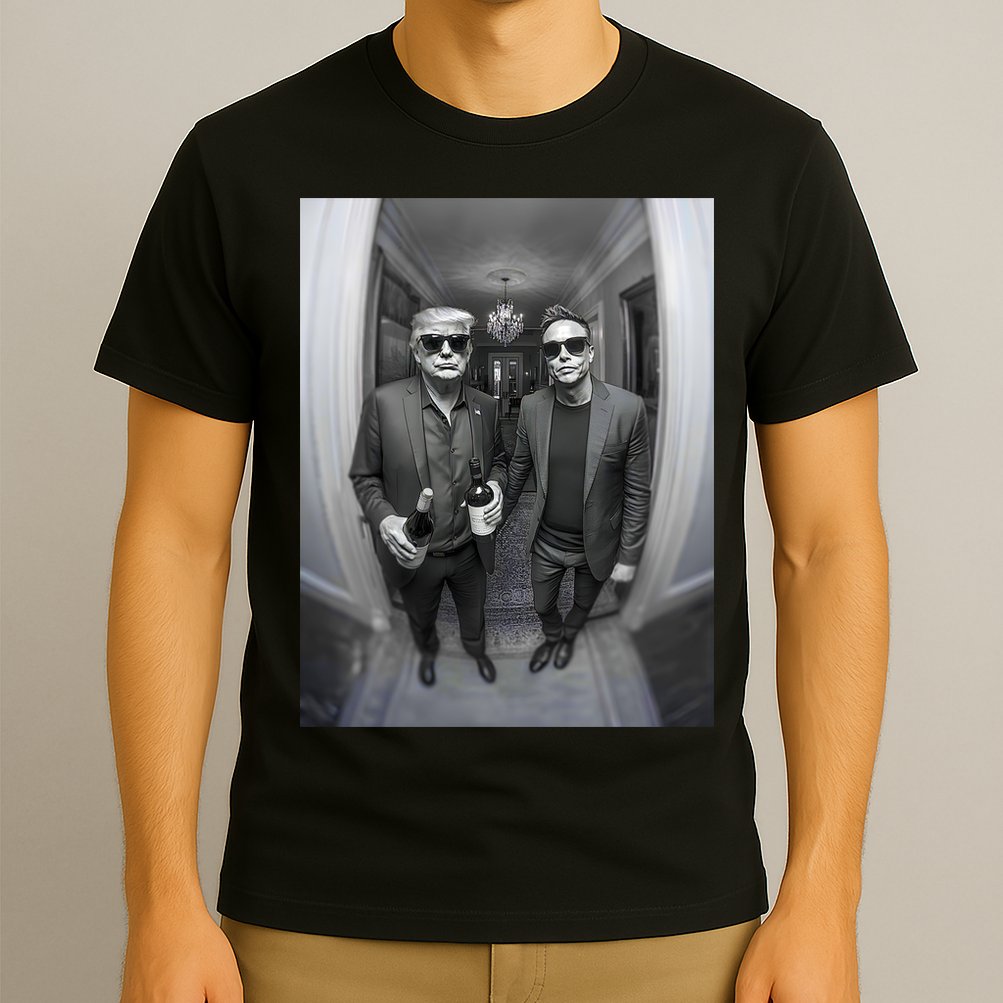 President Trump Elon Musk Funny Meme Knocking On Door T-Shirt