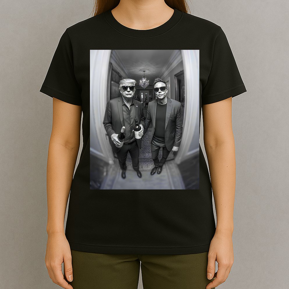 President Trump Elon Musk Funny Meme Knocking On Door T-Shirt