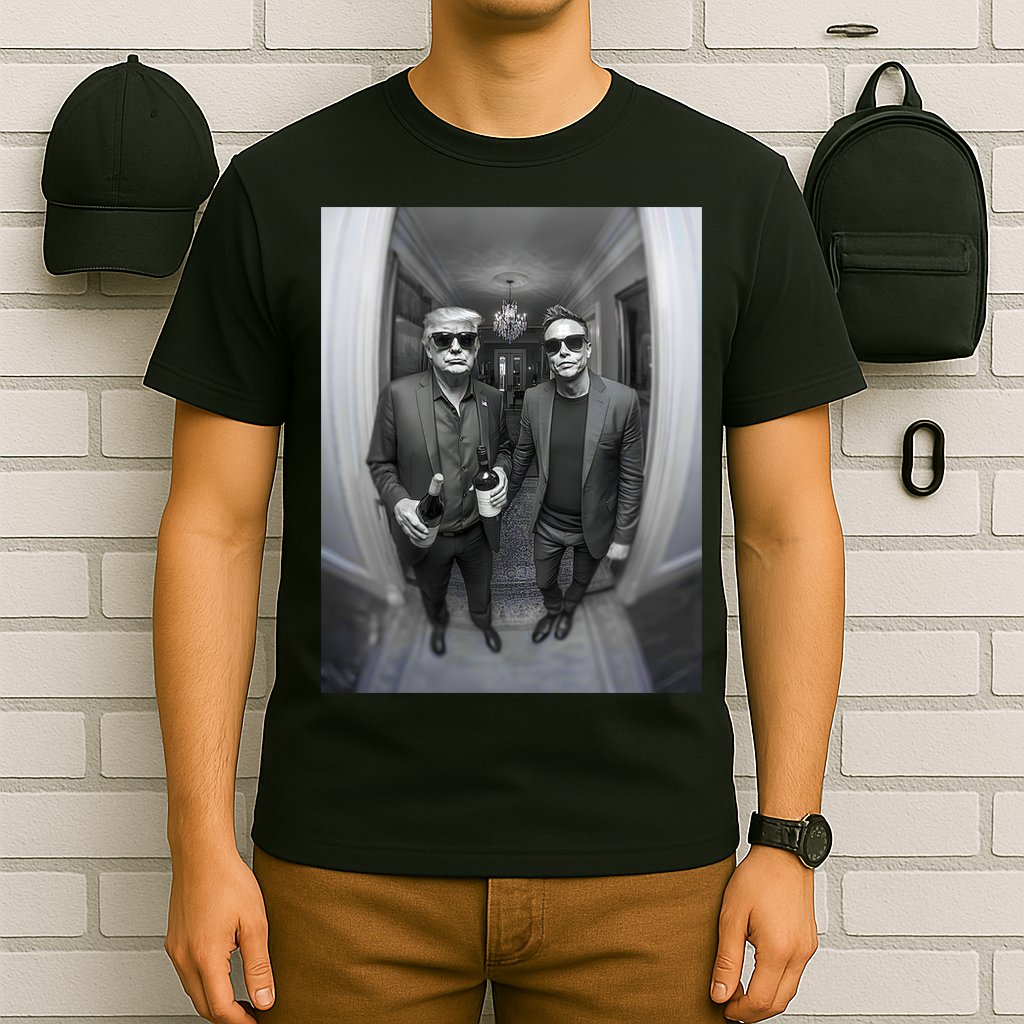 President Trump Elon Musk Funny Meme Knocking On Door T-Shirt
