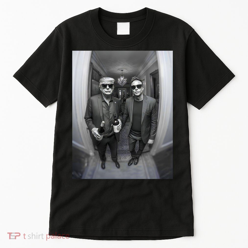 President Trump Elon Musk Funny Meme Knocking On Door Tall T-Shirt