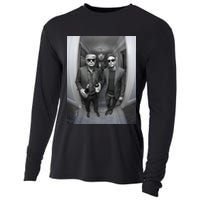 President Trump Elon Musk Funny Meme Knocking On Door Cooling Performance Long Sleeve Crew