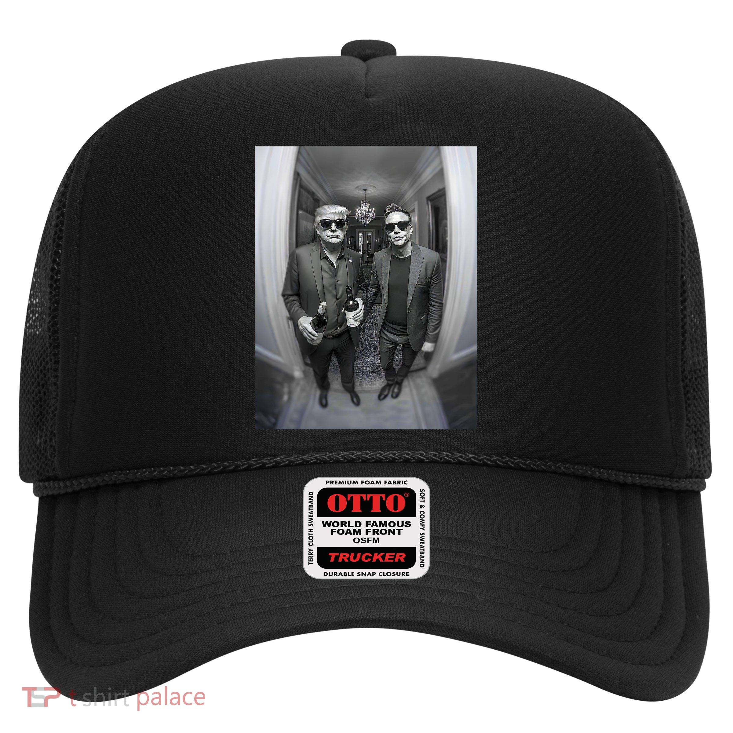 President Trump Elon Musk Funny Meme Knocking On Door Trucker Hat