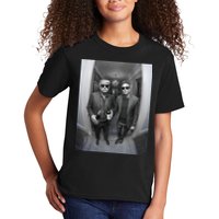 President Trump Elon Musk Funny Meme Knocking On Door Kids T-Shirt