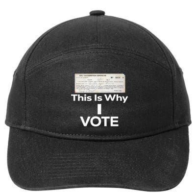 Poll Tax Exemption Certificate This Is Why I Vote 7-Panel Snapback Hat