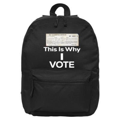 Poll Tax Exemption Certificate This Is Why I Vote 16 in Basic Backpack