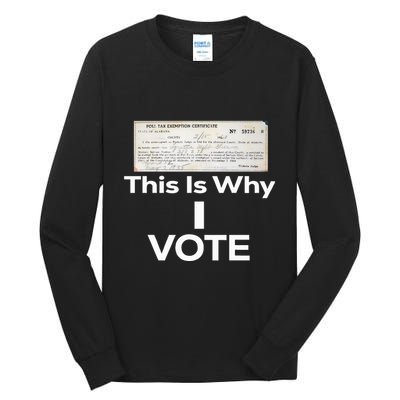 Poll Tax Exemption Certificate This Is Why I Vote Tall Long Sleeve T-Shirt