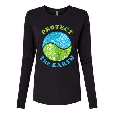 Protect The Earth Support Earth Day Gift Novelty Womens Cotton Relaxed Long Sleeve T-Shirt