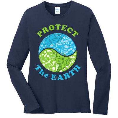 Protect The Earth Support Earth Day Gift Novelty Ladies Long Sleeve Shirt