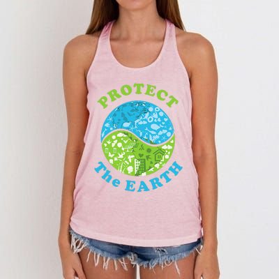 Protect The Earth Support Earth Day Gift Novelty Women's Knotted Racerback Tank