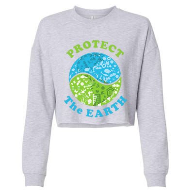 Protect The Earth Support Earth Day Gift Novelty Cropped Pullover Crew