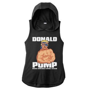 Patriotic Trump Funny July 4th Donald Pump Ladies PosiCharge Tri-Blend Wicking Draft Hoodie Tank