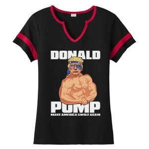 Patriotic Trump Funny July 4th Donald Pump Ladies Halftime Notch Neck Tee