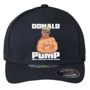 Patriotic Trump Funny July 4th Donald Pump Flexfit Unipanel Trucker Cap