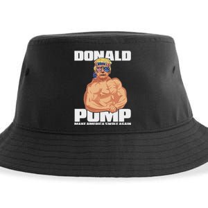 Patriotic Trump Funny July 4th Donald Pump Sustainable Bucket Hat