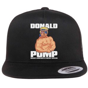 Patriotic Trump Funny July 4th Donald Pump Flat Bill Trucker Hat