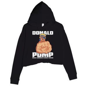 Patriotic Trump Funny July 4th Donald Pump Crop Fleece Hoodie