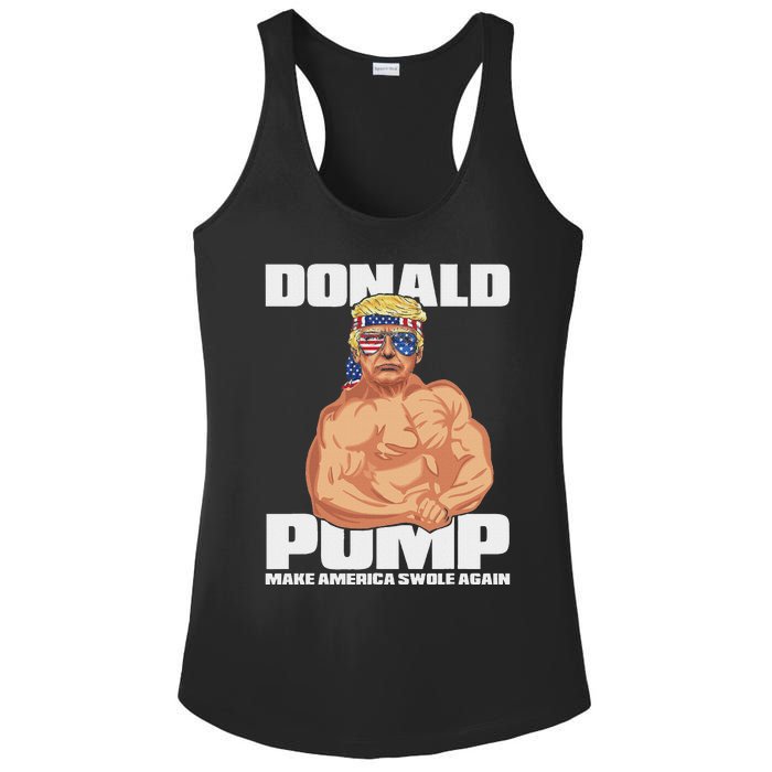 Patriotic Trump Funny July 4th Donald Pump Ladies PosiCharge Competitor Racerback Tank