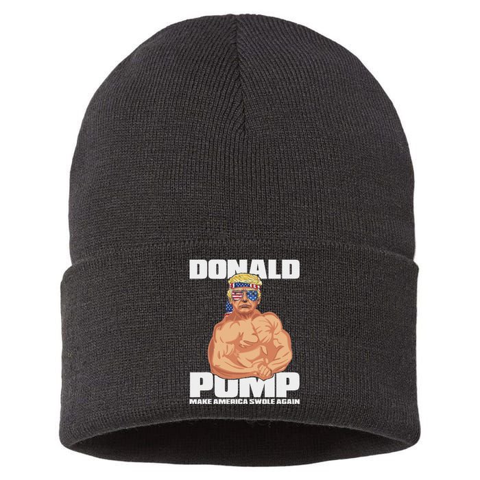 Patriotic Trump Funny July 4th Donald Pump Sustainable Knit Beanie