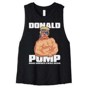 Patriotic Trump Funny July 4th Donald Pump Women's Racerback Cropped Tank