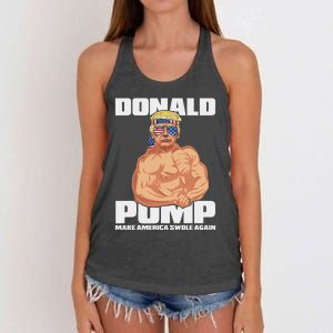 Patriotic Trump Funny July 4th Donald Pump Women's Knotted Racerback Tank